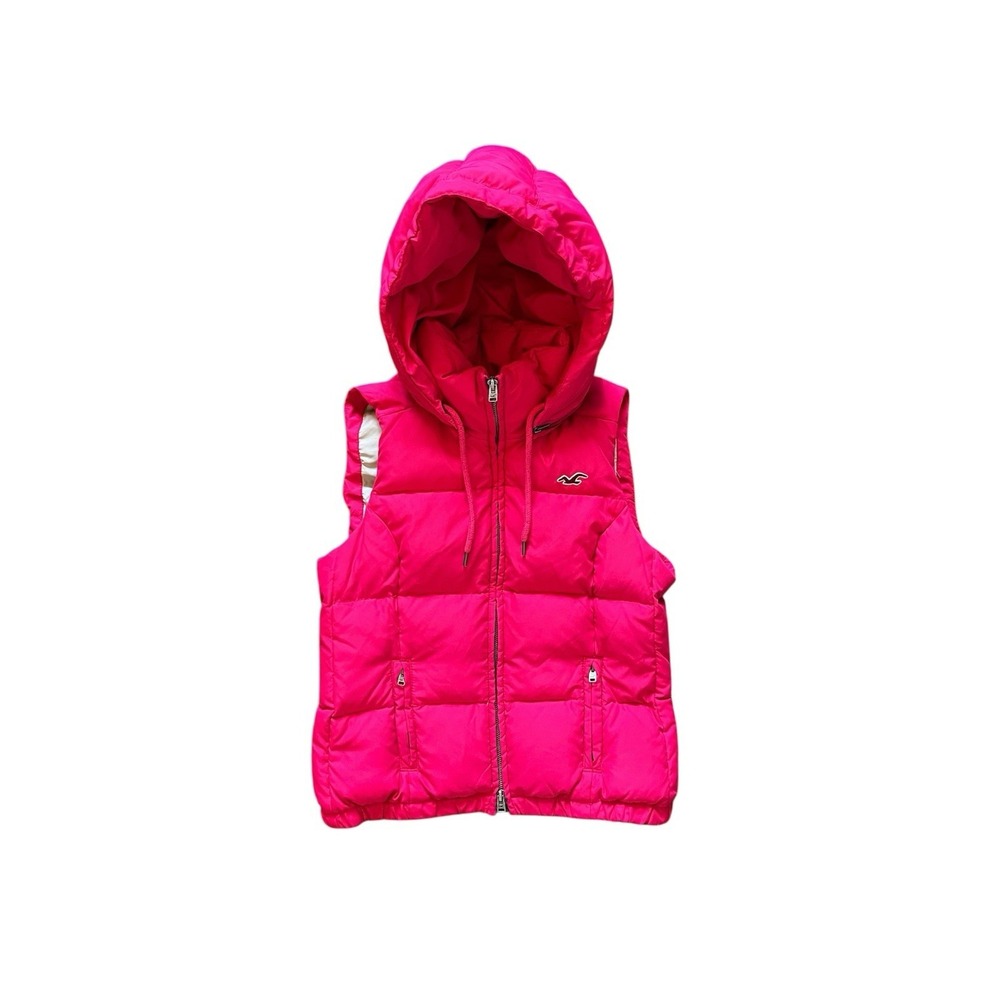 Hollister Vest Womens S Pink Hooded Quilted Insulated Puffer Down Jacket Coat